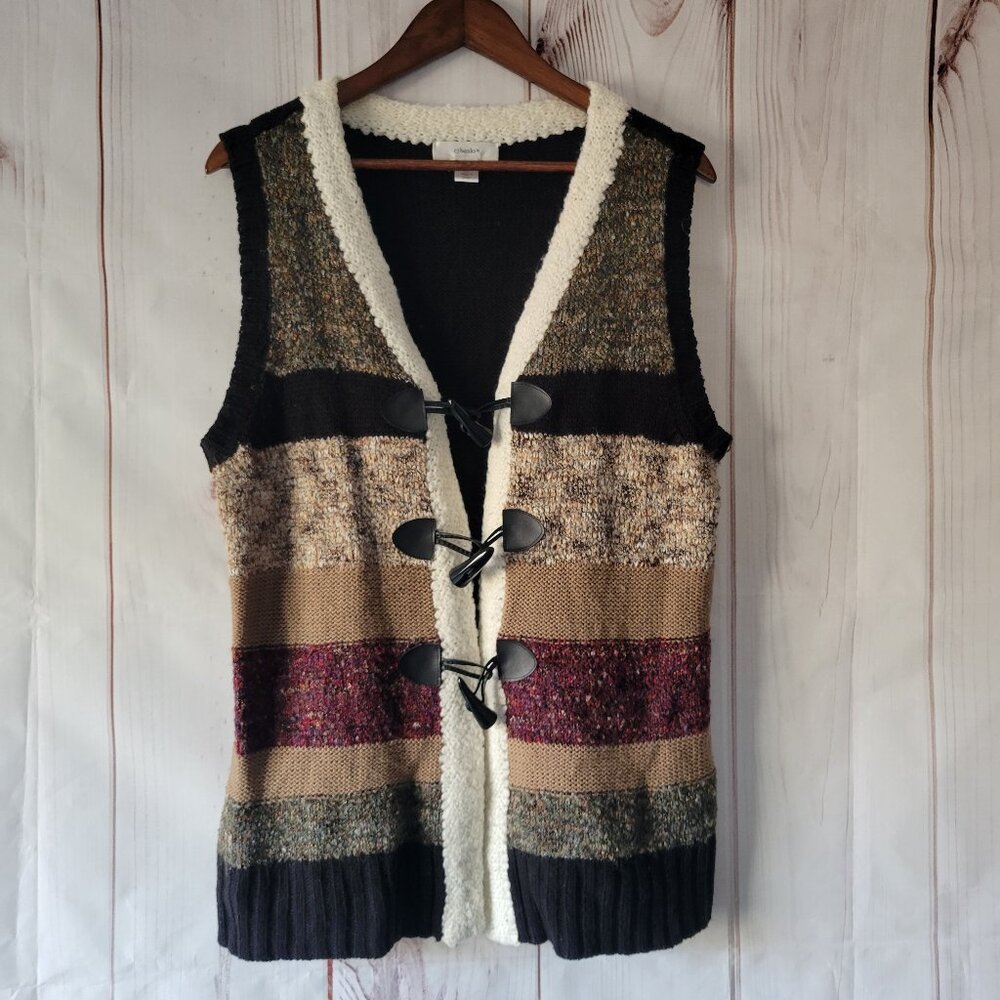 CJ Banks Sleeveless Kint Sweater Cardigan Vest Toggle Front Closure Women’s Plus
